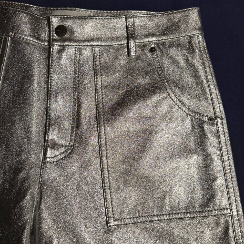 Coach metallic silver leather shorts - Picture 3 of 9